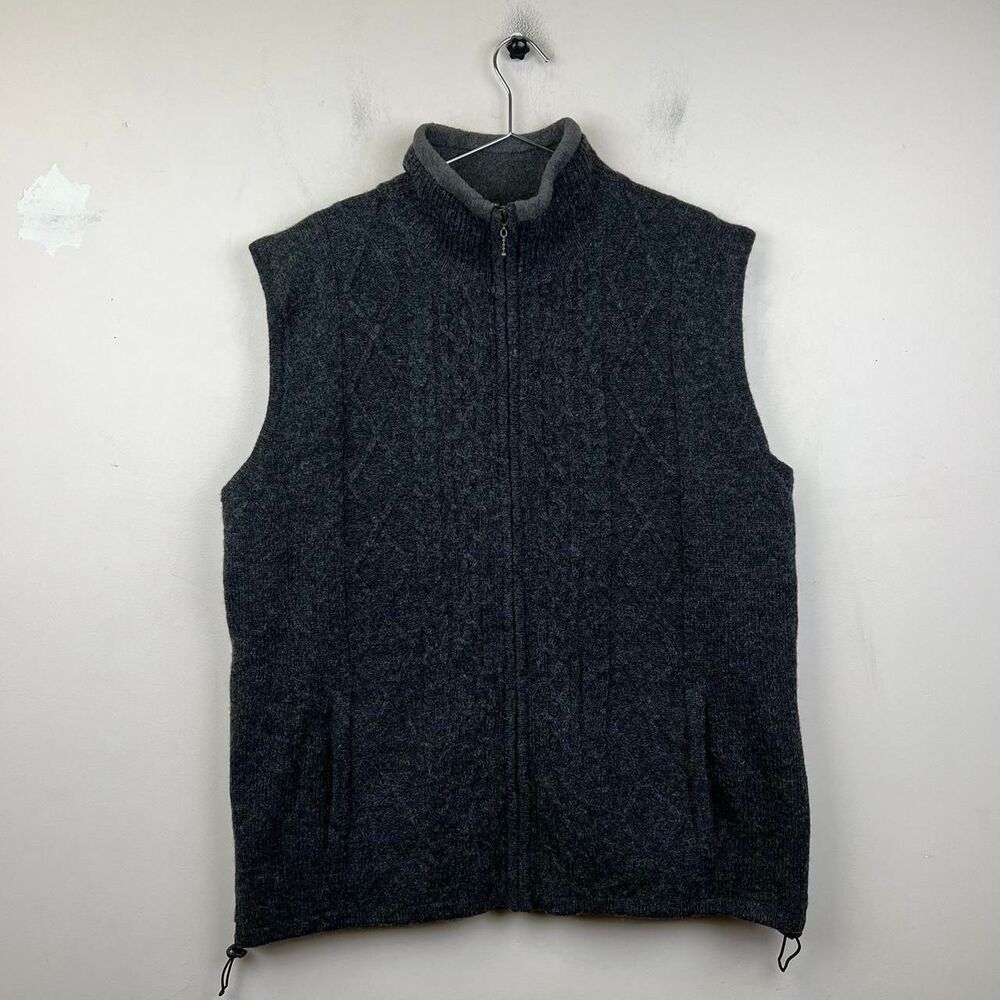 Carraig Donn Ireland Chunky Cable Knit Full Zip Sweater Vest Men's Size XL